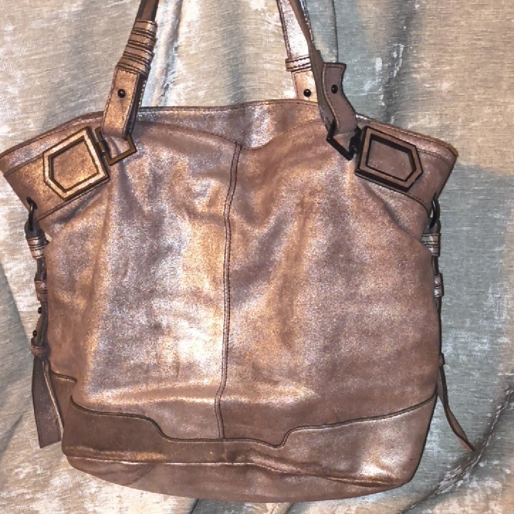 Dang Near New Joelle Hawkens Metallic Leather Tote! - Picture 9 of 10